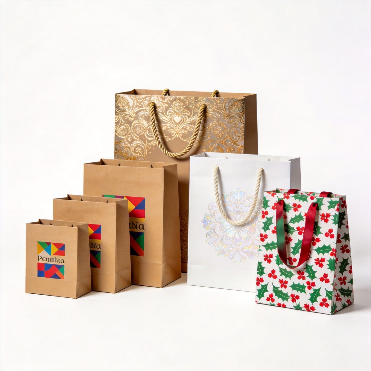 Custom printed luxury paper shopping bag with rope handles