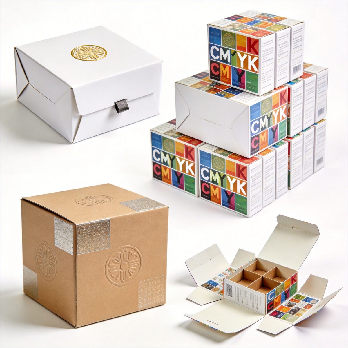 Custom printed box with gold foil stamping and magnetic closure