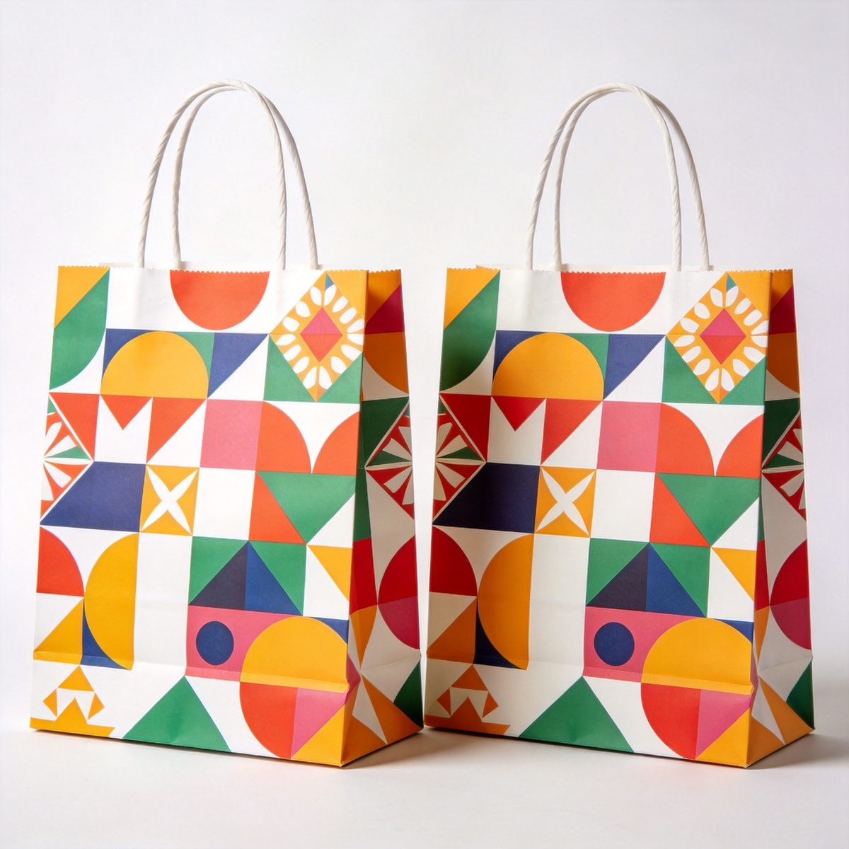 Custom printed paper gift bags with festive designs