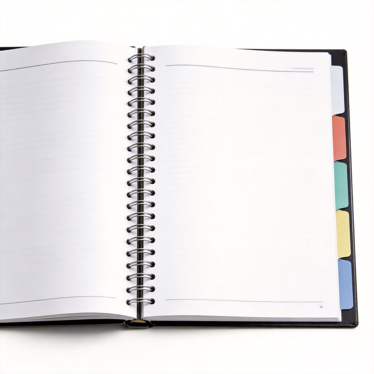 Product manual with spiral binding and tab dividers