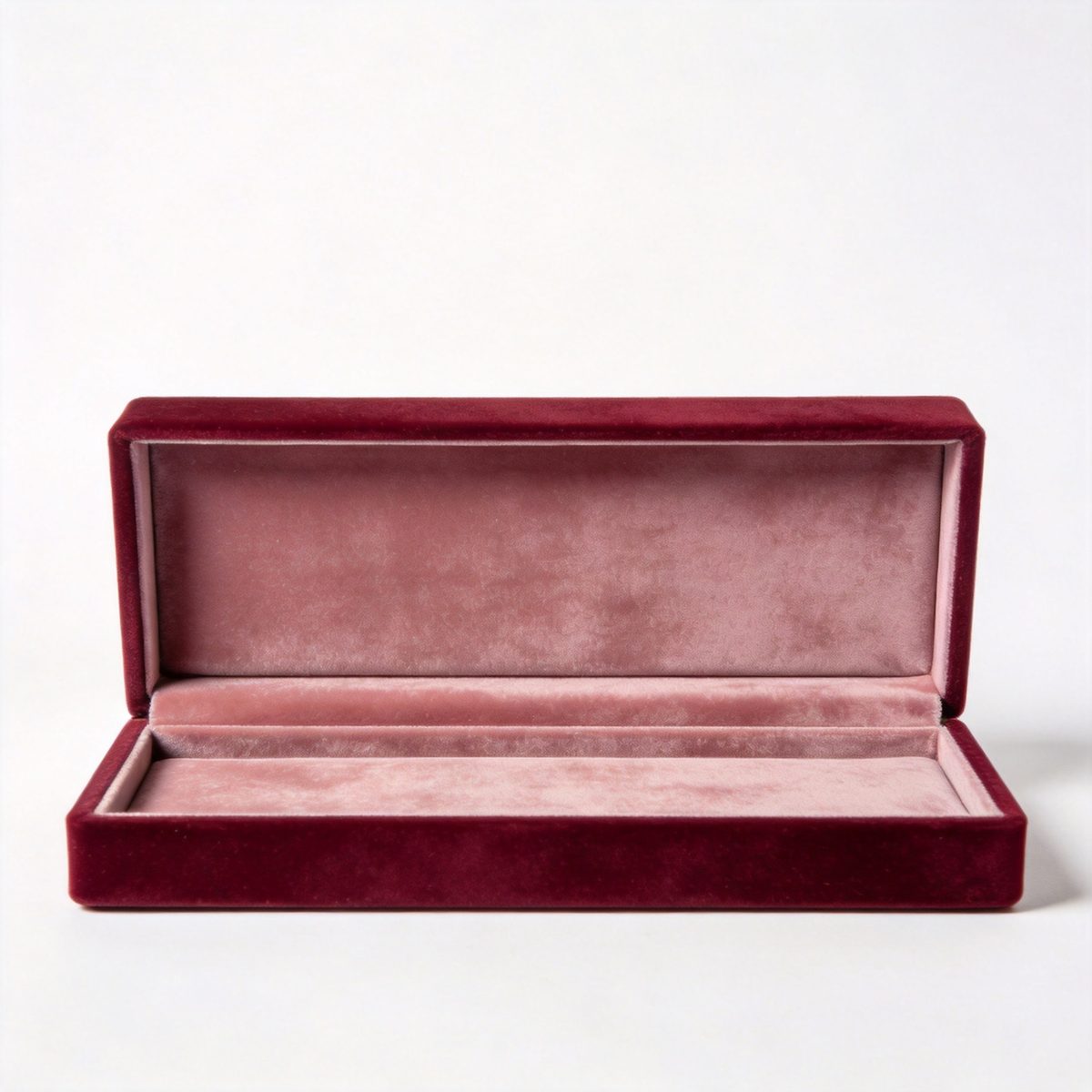 Luxury gift box with velvet finish interior and burgundy exterior