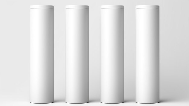 White cylindrical paper tube containers
