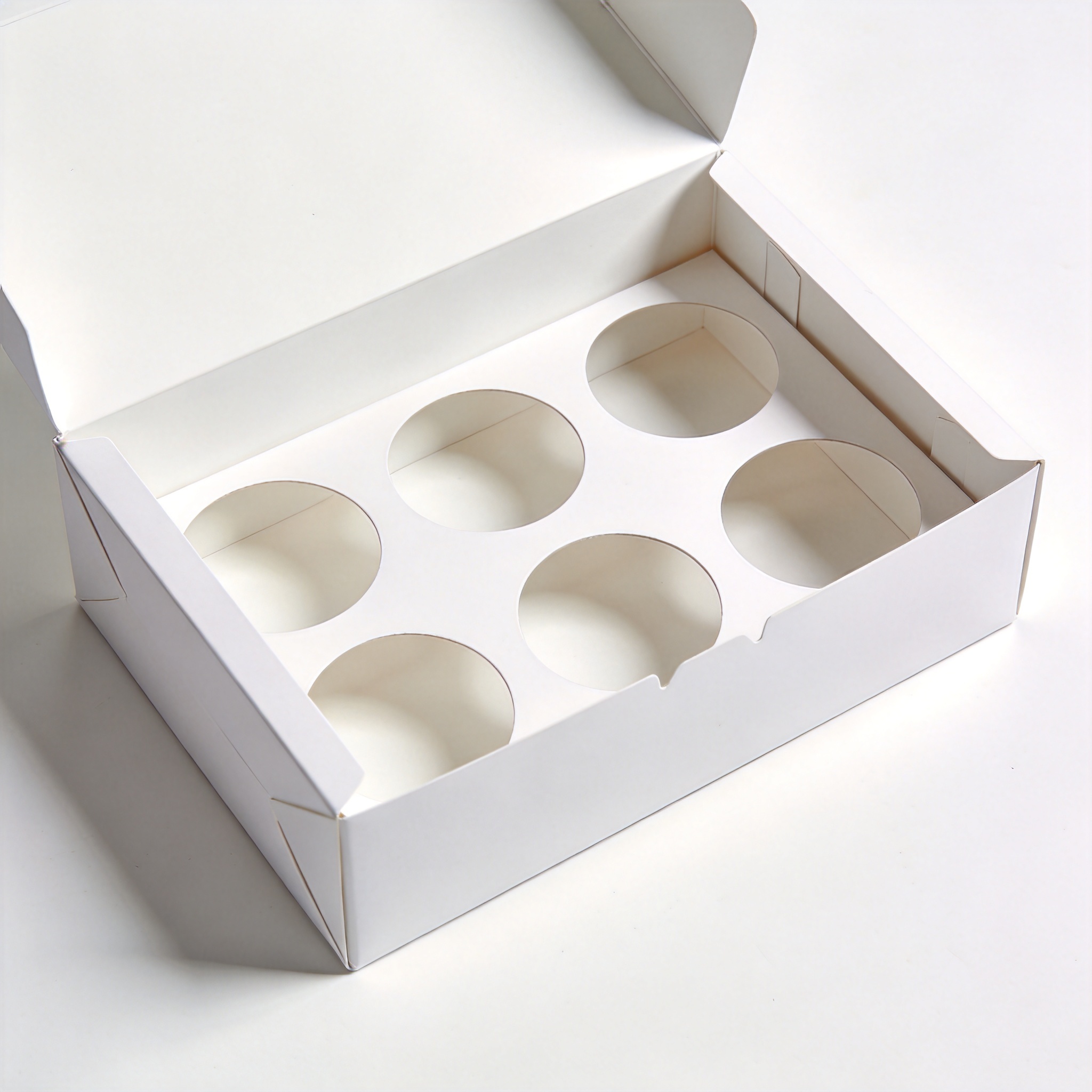 Empty cupcake carrier box with 6 compartments